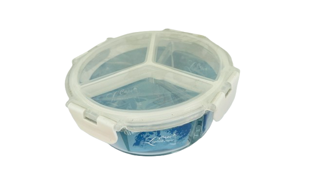 LANCHEIRA DE VIDRO COM 3 DIVISÕES