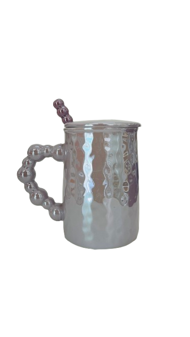 CHAVINA COM TAMPA E COLHER CERAMICS MUG