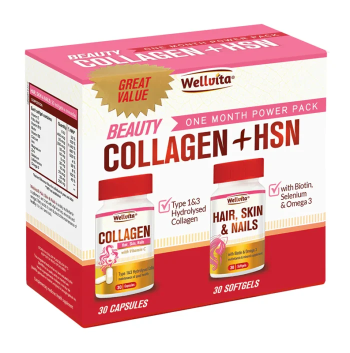 Wellvita Beauty Collagen + Hair,Skin, Nails Power Pack