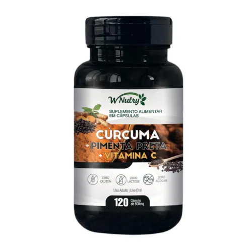 Cúrcuma + Pimenta Preta + Vitamina C W Nutry - 120 Unidades De 500 Mg